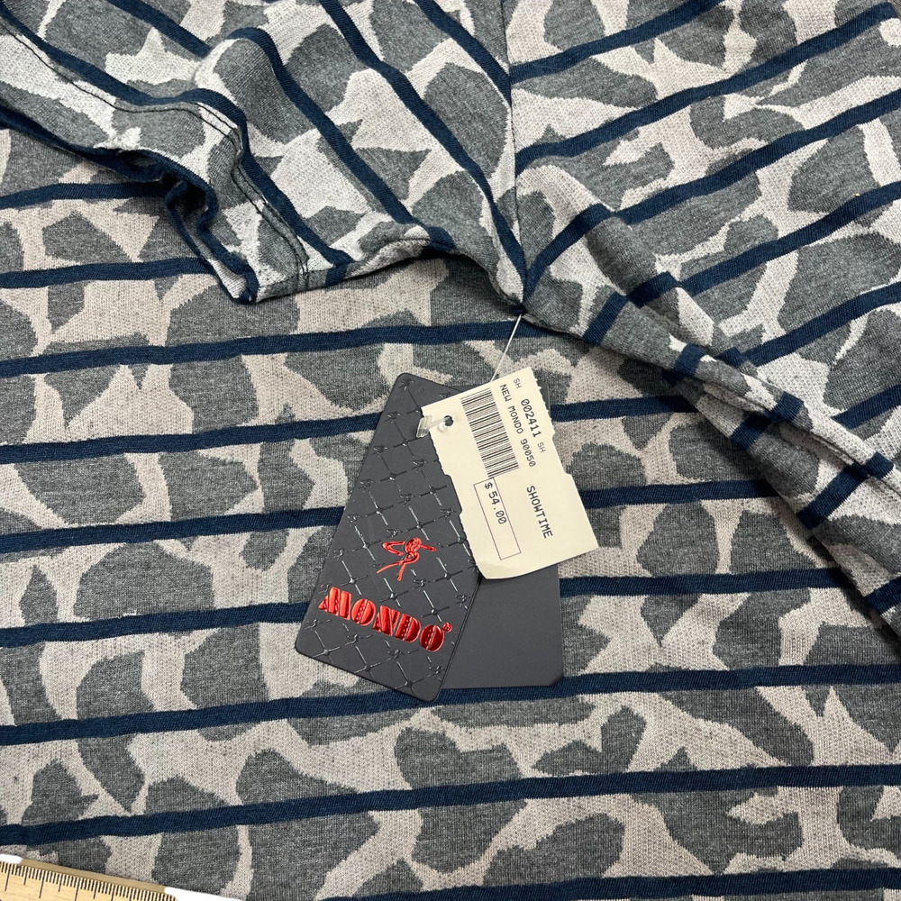Mondo Gray Blue Stripe Luxury Cotton Tee Sz 4XL Lightweight Stretch Cotton Bloke - Picture 6 of 9